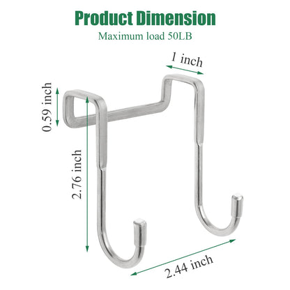 Door Hook - Coat Rack - Door Hanger - Towel Hook - Bathroom Accessories - Kitchen Accessories - Clothes Hook - Hanging Hooks - Door Coat Rack - Stainless Steel Hooks - No Drilling - Stainless Steel - 6 Pieces