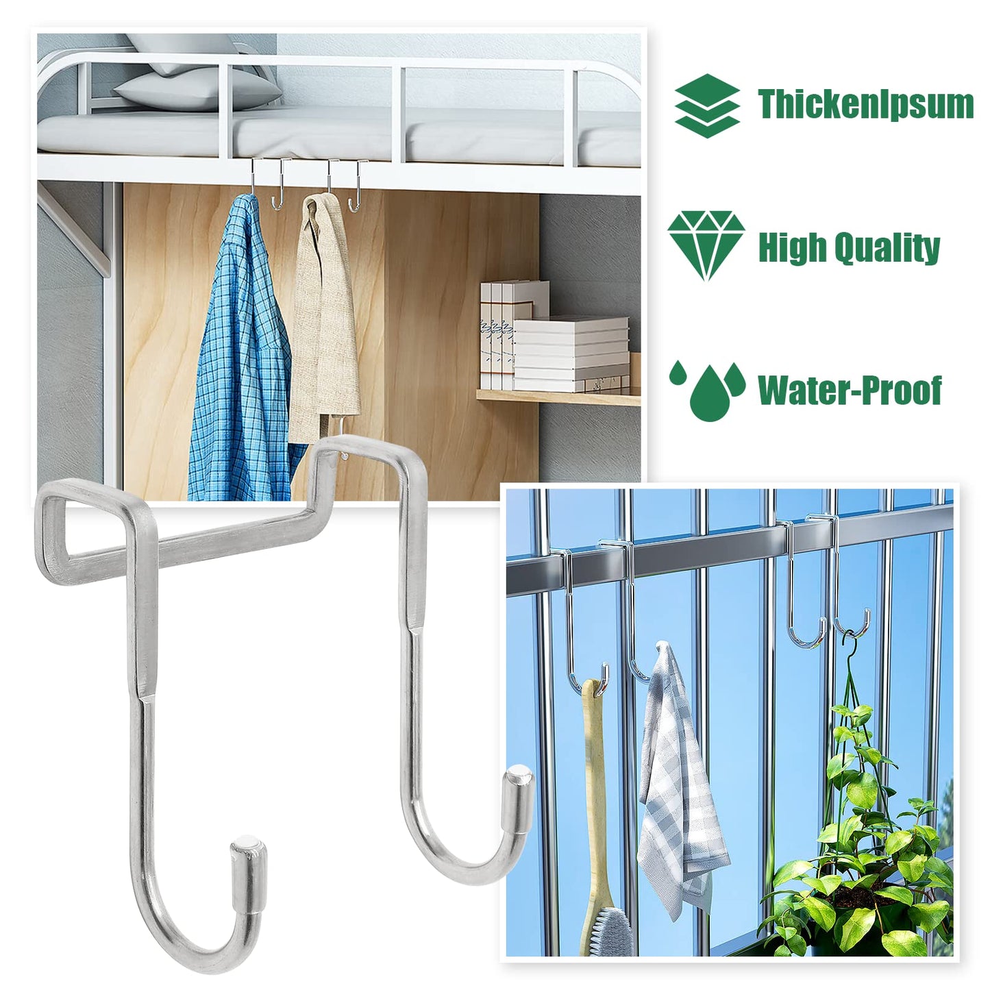 Door Hook - Coat Rack - Door Hanger - Towel Hook - Bathroom Accessories - Kitchen Accessories - Clothes Hook - Hanging Hooks - Door Coat Rack - Stainless Steel Hooks - No Drilling - Stainless Steel - 6 Pieces