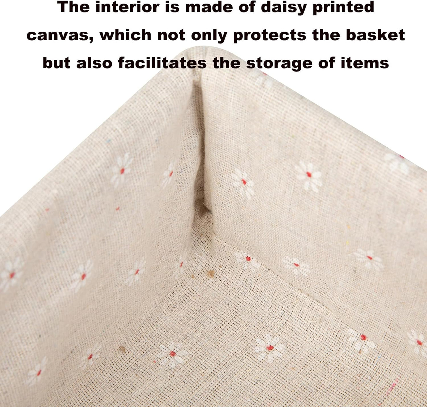 3 Pieces Woven Storage Basket Set with Fabric Lining for Bathrooms, Bedrooms and Shelves, Decorative Organisers for Home
