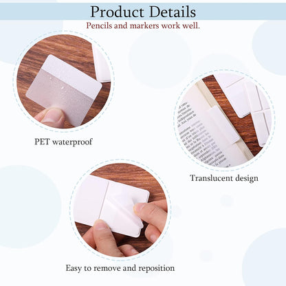 Sticky notes - Page markers - Index tabs - Sticky notes - Bookmarks - Transparent - Tabs - Office supplies - School supplies - Study - Writable - Notebooks - Agenda refill - White - 12 pieces