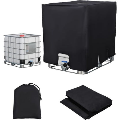 IBC Water Tank Cover Waterproof UV Resistant 420D Tarpaulin with Zipper, 300 L