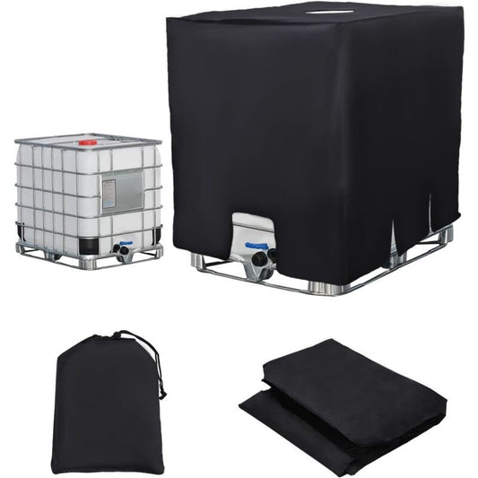 IBC Water Tank Cover Waterproof UV Resistant 420D Tarpaulin with Zipper, 300 L