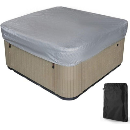 Spa Cover Square Hot Tub Cover Waterproof 190T Polyester Black Gray, 207 x 207 x 30 cm