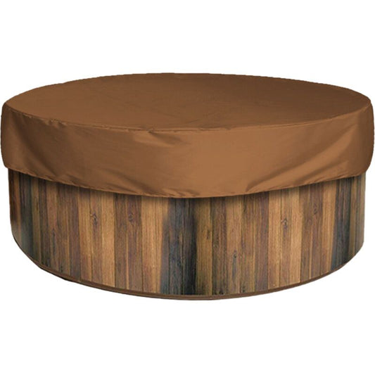 Round Spa Cover Waterproof 190T Brown, 215 x 70 cm