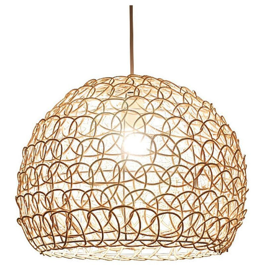 Rattan Chandelier Pendant Light Hand Woven Bamboo Lampshade, 25 cm