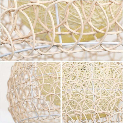 Rattan Chandelier Pendant Light Hand Woven Bamboo Lampshade, 25 cm