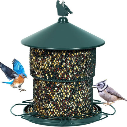 Hanging Metal Bird Feeder Mesh Tube Green