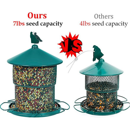 Hanging Metal Bird Feeder Mesh Tube Green