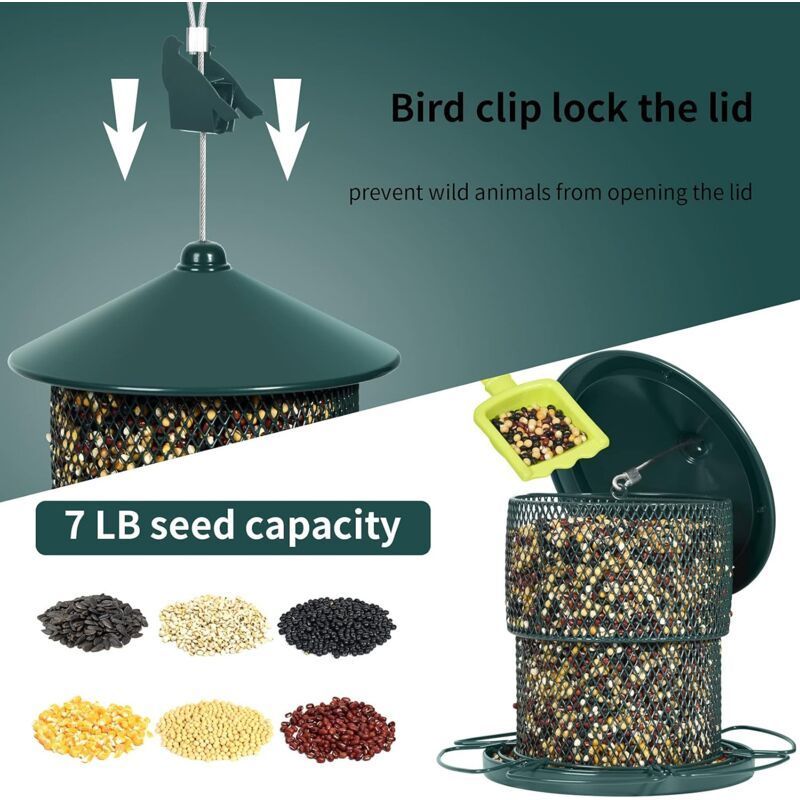 Hanging Metal Bird Feeder Mesh Tube Green