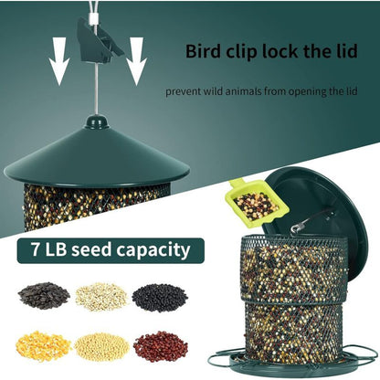Hanging Metal Bird Feeder Mesh Tube Green