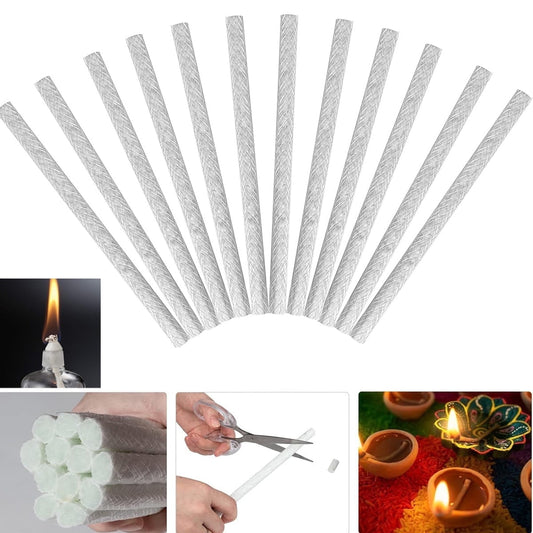 QZS 12 Pcs Replacement Torches Wicks, Long Life Fiberglass Replacement Wicks, Wicks for DIY Bottles Oil Lamp, Outside Lanterns, Garden Lights Alcohol Wick Indoor Decor (10 inch)