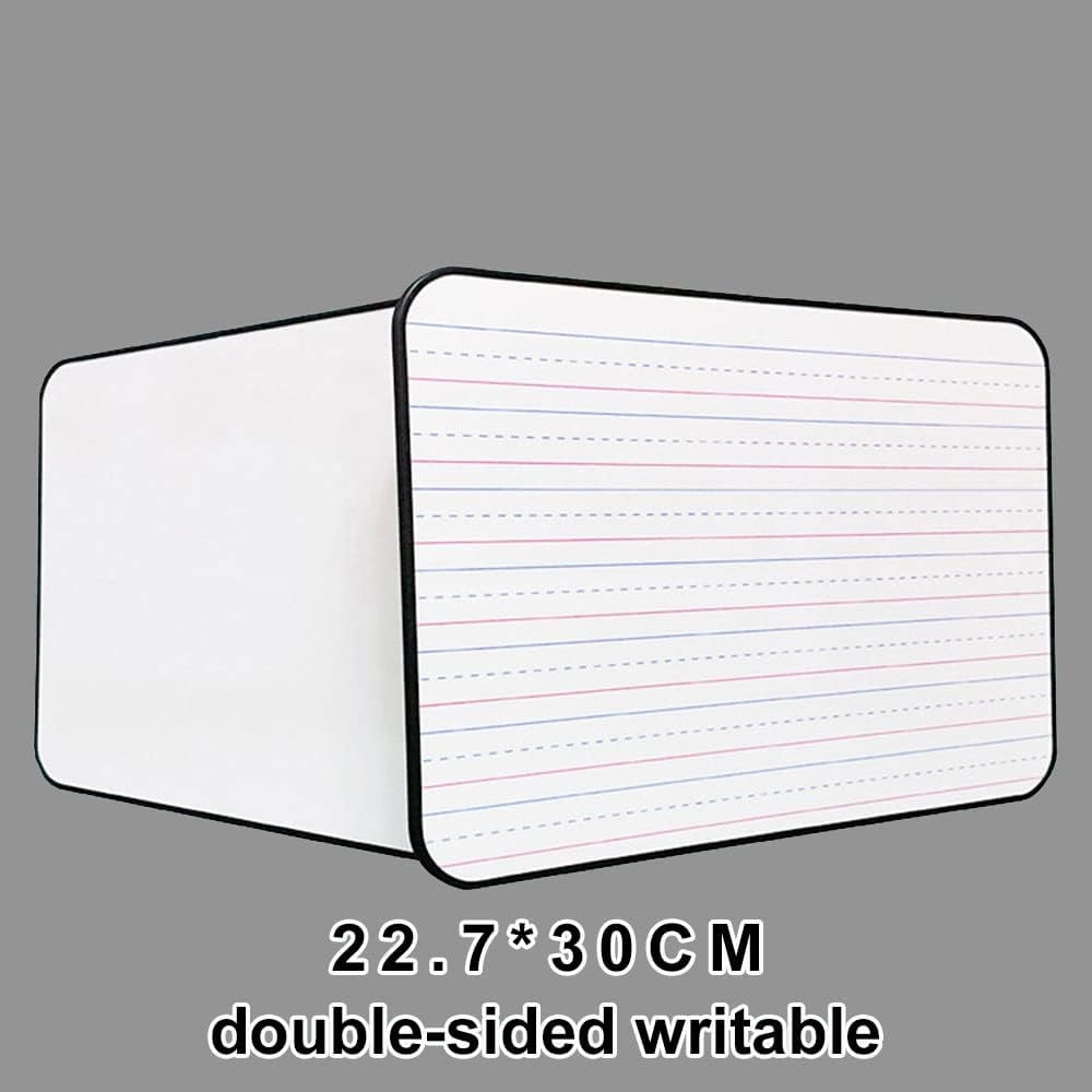2Pcs Double-Sided Dry Erase White Board,Magnetic Small Whiteboard with Lines and Blank Surface,Portable Handheld Lapboard with Stripe,Great for Home (Random)