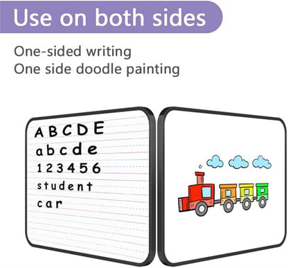 2Pcs Double-Sided Dry Erase White Board,Magnetic Small Whiteboard with Lines and Blank Surface,Portable Handheld Lapboard with Stripe,Great for Home (Random)