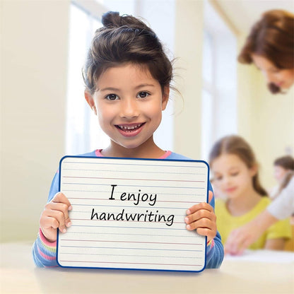 2Pcs Double-Sided Dry Erase White Board,Magnetic Small Whiteboard with Lines and Blank Surface,Portable Handheld Lapboard with Stripe,Great for Home (Random)