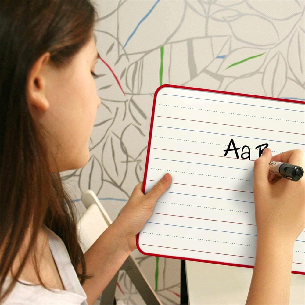 2Pcs Double-Sided Dry Erase White Board,Magnetic Small Whiteboard with Lines and Blank Surface,Portable Handheld Lapboard with Stripe,Great for Home (Random)