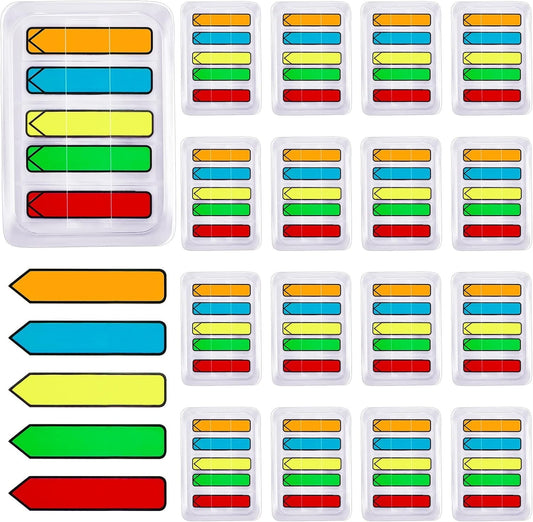6 Packs/600Pcs Arrow Flags Arrow Tabs,5 Colors Sticky Flags Arrow Sticky Notes,Sign Stickers,Message Flags for Office,Notebook,Annotating,Books,Notary,Books(Multicolor)