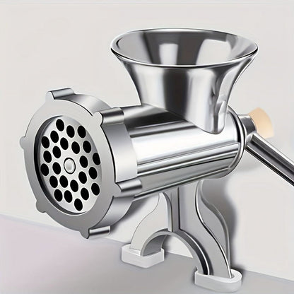 Stainless Steel Manual Meat Grinder With Tabletop Clamp - Heavy Duty Sausage Maker & Vegetable Crusher, Essential Kitchen Gadget
