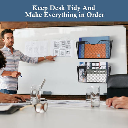 Black Magnetic File Holder,File Pocket Mail Organizer,Office Hanging Magazine Rack for Cabinets,14x6.7x2.7In No Drilling Mail Organizer for Office,Home(1Pc)