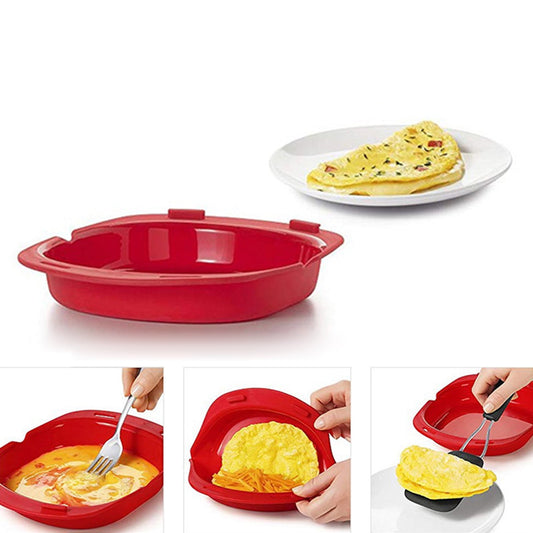 Travelwant Silicone Omelette Maker Microwave Oven Non Stick Omelette Maker Egg Roll Baking Plate Pan Omelette Maker Red