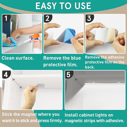 Under Cabinet Lights Magnetic Stickys,Tutuviw 12 Pcs Replacement Magnetic Strips with Adhesive Backing for Cabinet Lighting,Iron Sheet Sticky Adhesive Metal Plates for Magnetic Mounts