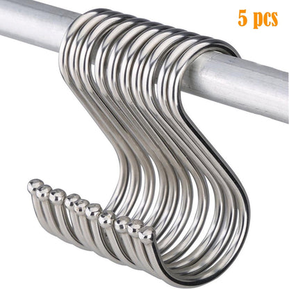 Stainless Steel S Hooks,Heavy Duty Hanging Hooks for Kitchen, Closet & Garage - Multi-Purpose Utility Hooks for Pots, Pans, Clothes, Towels & Organizers,Rust-Resistant,Space Saving Hangers Silver
