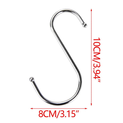 Stainless Steel S Hooks,Heavy Duty Hanging Hooks for Kitchen, Closet & Garage - Multi-Purpose Utility Hooks for Pots, Pans, Clothes, Towels & Organizers,Rust-Resistant,Space Saving Hangers Silver