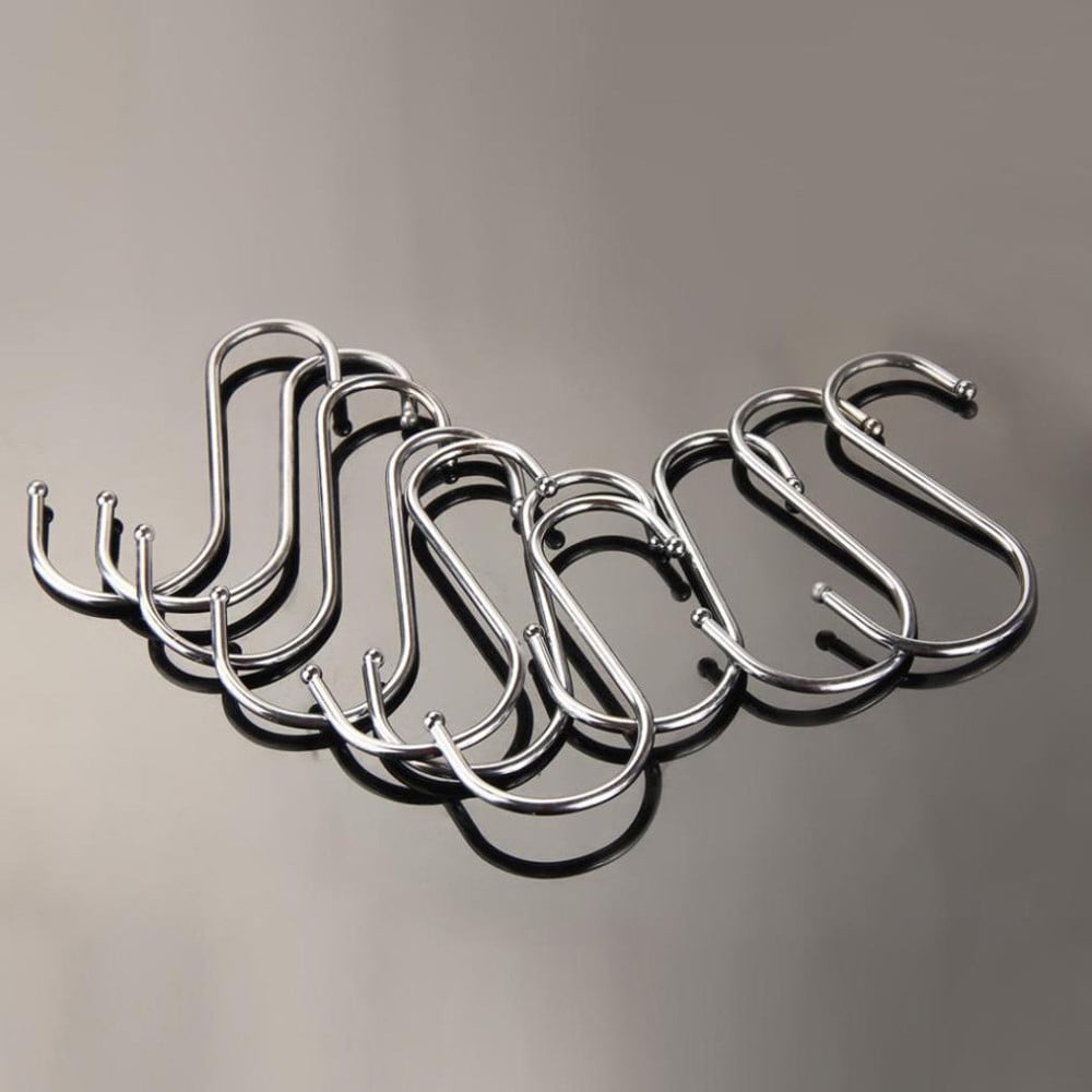Stainless Steel S Hooks,Heavy Duty Hanging Hooks for Kitchen, Closet & Garage - Multi-Purpose Utility Hooks for Pots, Pans, Clothes, Towels & Organizers,Rust-Resistant,Space Saving Hangers Silver