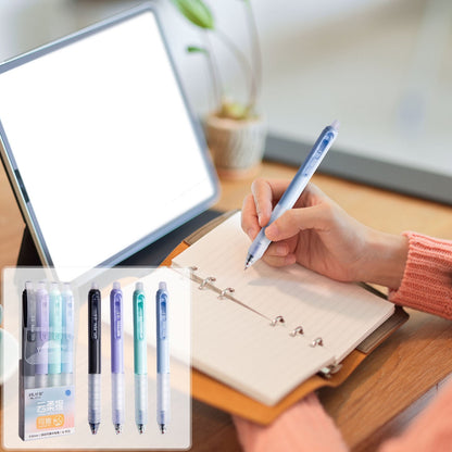 4 PCS Erasable Pens - 0.5mm Press Rub Out Gel Pens with Eraser Clear, Heat Friction Markers, Make Mistakes Disappear, for Drawing Writing Planner and Note Marking(A,Black) Crystal Blue