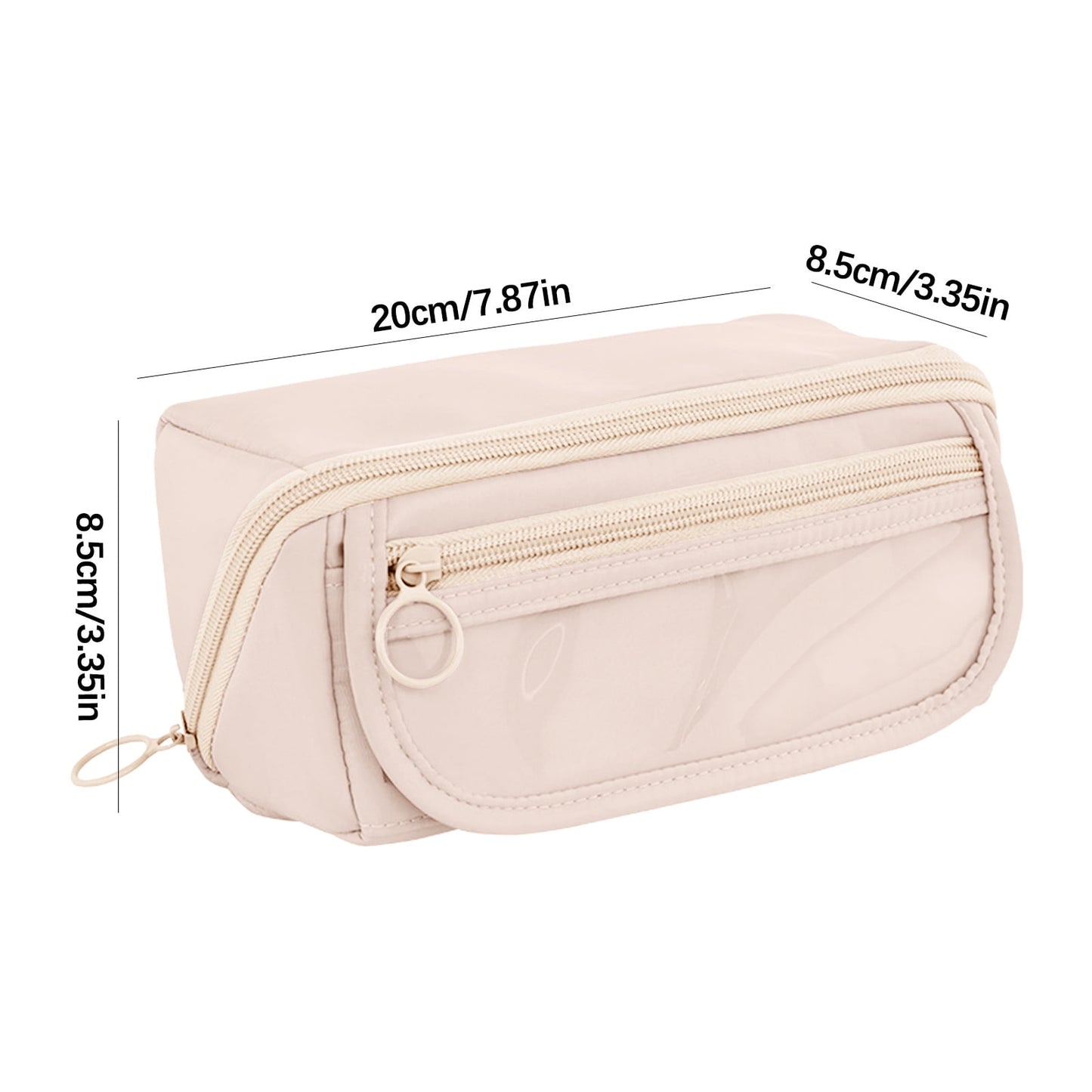 Multi-layer Cloth Pencil Case, Large Capacity Pen Pouch, Pen Stationery Organizer, Portable Art Supply Marker Storage Pencil Box for Office, Home, Travel(Purple) Beige
