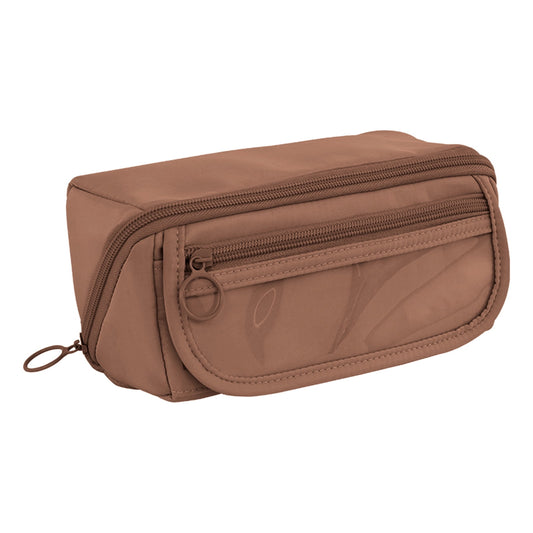 Multi-layer Cloth Pencil Case, Large Capacity Pen Pouch, Pen Stationery Organizer, Portable Art Supply Marker Storage Pencil Box for Office, Home, Travel(Purple) Brown