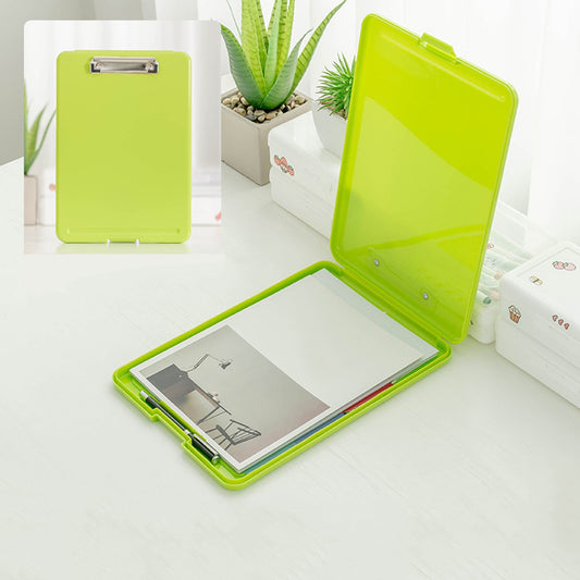 Clipboard with Storage File Box, Foldable A4 Large Capacity Clip Boards Folder, Plastic Clipboard with Pen Holder for Office Supplies(Mint Green) Mint Green