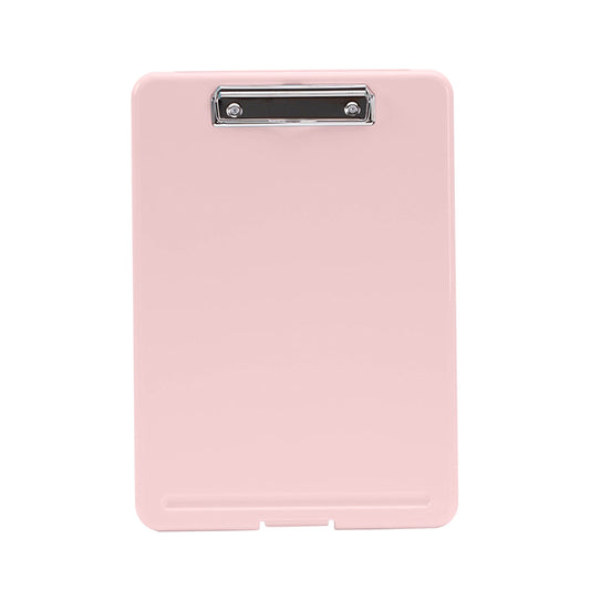 Clipboard with Storage File Box, Foldable A4 Large Capacity Clip Boards Folder, Plastic Clipboard with Pen Holder for Office Supplies(Mint Green) Pink