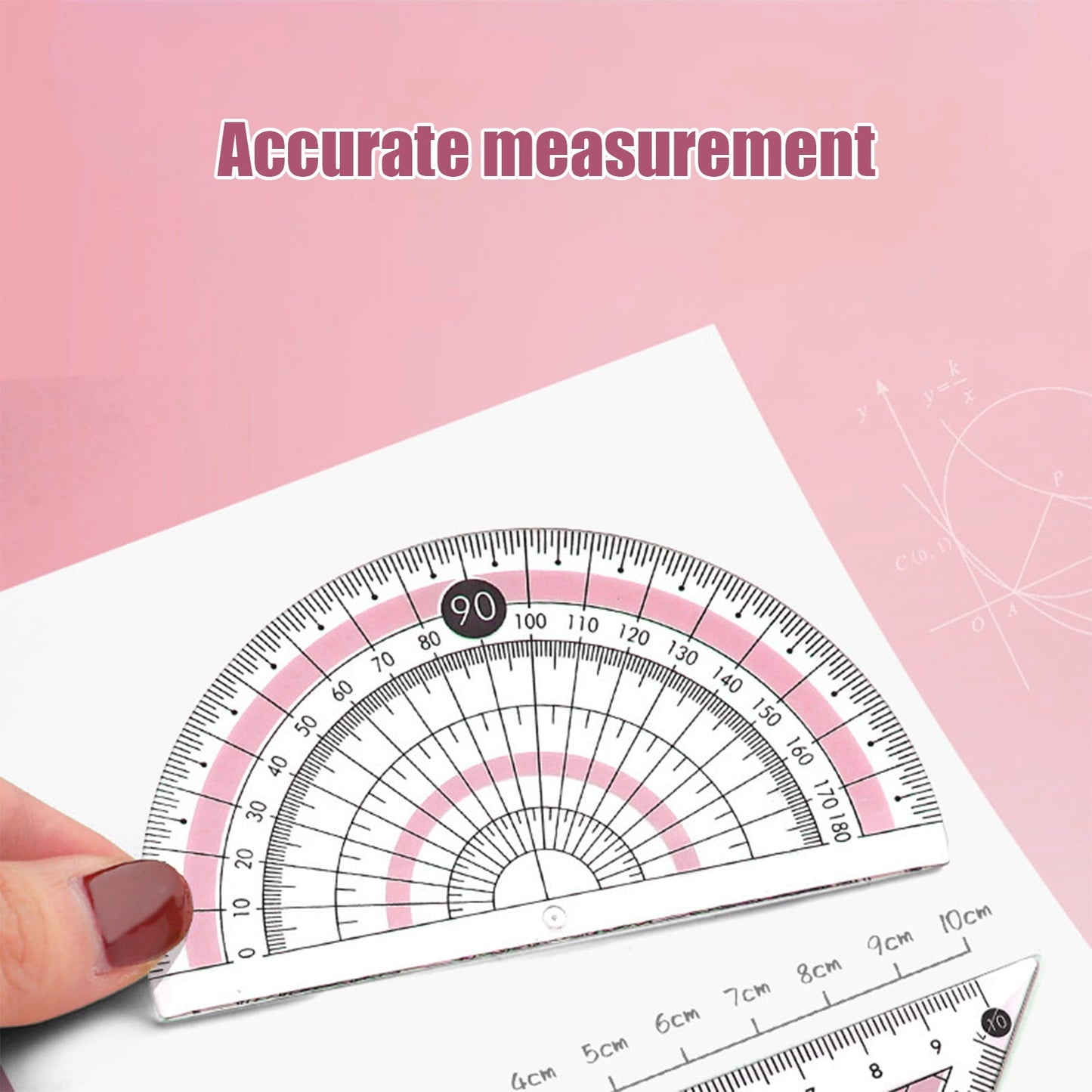 Compass Geometry Tool, Protractor and Compass Set, Metal Box Drawing Compass with Rulers, Math Compass Kit, Shatterproof Storage Box, for Stationery Supplies Pink