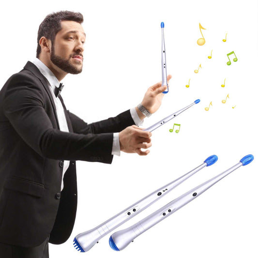 1 Pair Electronic Drumsticks, Adjustable Sensitivity Intelligent Electric Light Up Drumsticks, Electronic Air Drum Sticks, Rock Beat Drum Stick, Percussion Instrument Tool Silver