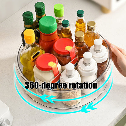 Lazy Turntable for Cabinet, Lazy Organizer with High Sides, Countertop Spinning Organizer for Spices, Clear Rotating Organizer, for Kitchen, Pantry, Refrigerator, Bathroom, Table, Fridge L