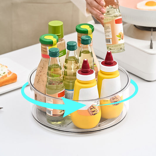 Lazy Turntable for Cabinet, Lazy Organizer with High Sides, Countertop Spinning Organizer for Spices, Clear Rotating Organizer, for Kitchen, Pantry, Refrigerator, Bathroom, Table, Fridge S