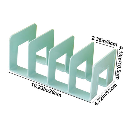 Acrylic Desk File Sorter, 4 Compartments Desktop File Organizer, Closet Organizer, Bookshelf Divider for Home Office Table Green