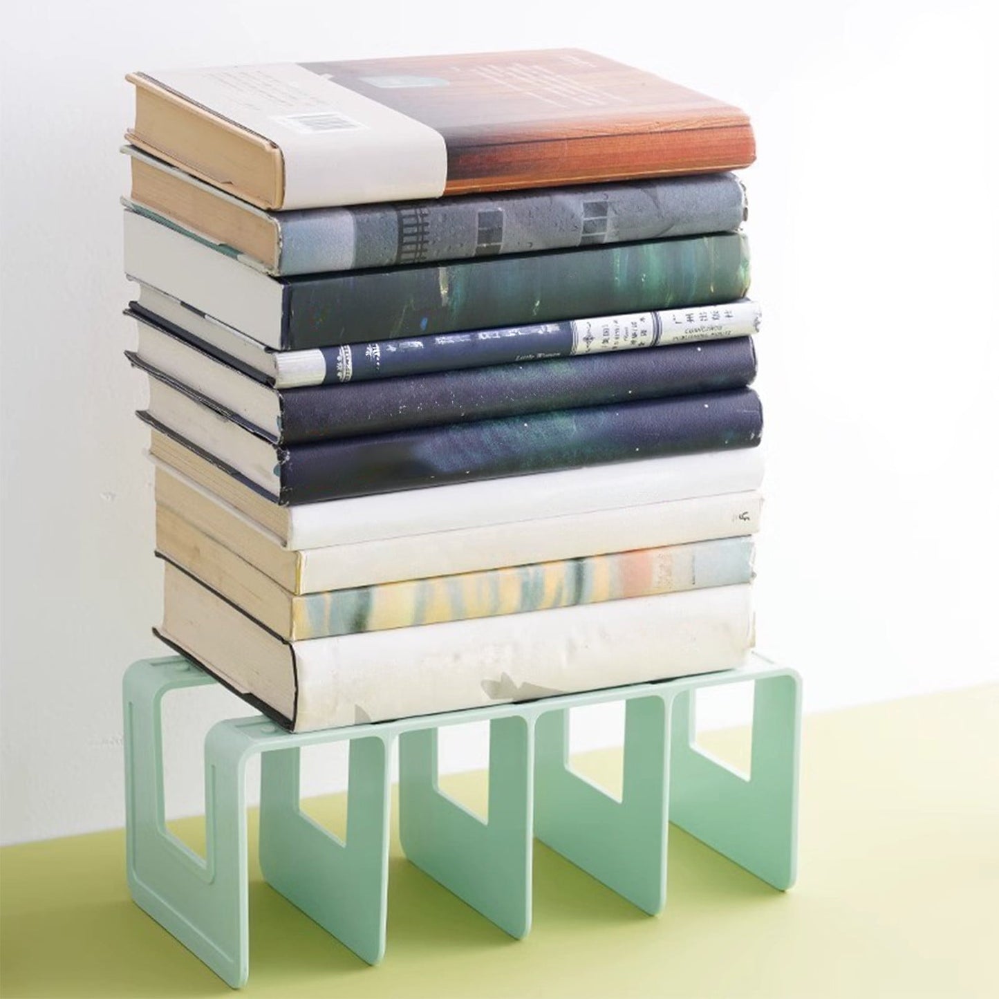 Acrylic Desk File Sorter, 4 Compartments Desktop File Organizer, Closet Organizer, Bookshelf Divider for Home Office Table Green