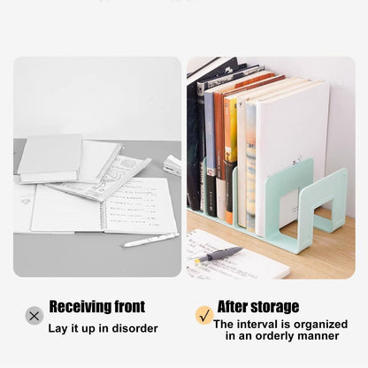 Acrylic Desk File Sorter, 4 Compartments Desktop File Organizer, Closet Organizer, Bookshelf Divider for Home Office Table Green