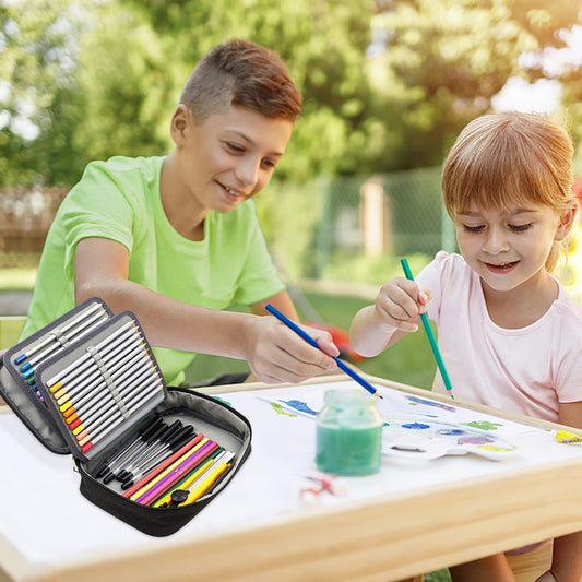 AURIGATE Big Capacity Colored Pencil Case - 300 Slots large Pen Case Organizer with Multilayer Holder for Prismacolor Colored Pencils & Gel Pen Pink