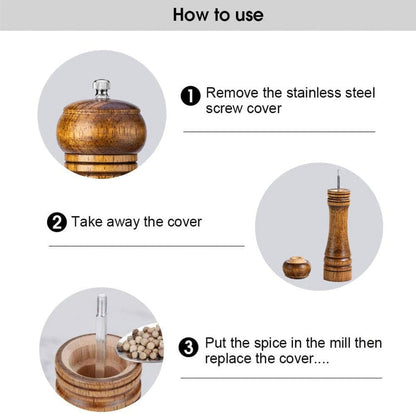 Oak Wood Salt and Pepper Grinder Set: Premium Mills Shakers with Adjustable Coarseness (Set of 2) - 5inch