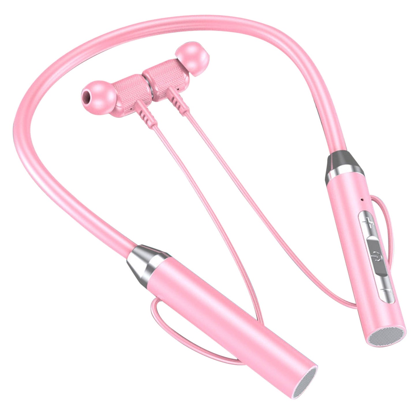 Neckband Bluetooth Headphones Wireless Earbuds with Microphone Flashlight Around the Neck Waterproof Sport Headset Noise Cancelling Ear Buds 120H Playtime for Running Cycling Cell Phone Pink
