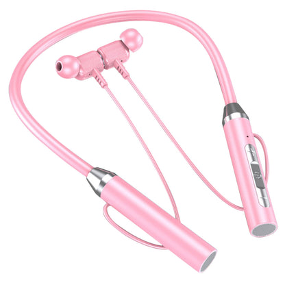 Neckband Bluetooth Headphones Wireless Earbuds with Microphone Flashlight Around the Neck Waterproof Sport Headset Noise Cancelling Ear Buds 120H Playtime for Running Cycling Cell Phone Pink