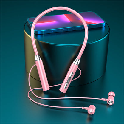 Neckband Bluetooth Headphones Wireless Earbuds with Microphone Flashlight Around the Neck Waterproof Sport Headset Noise Cancelling Ear Buds 120H Playtime for Running Cycling Cell Phone Pink