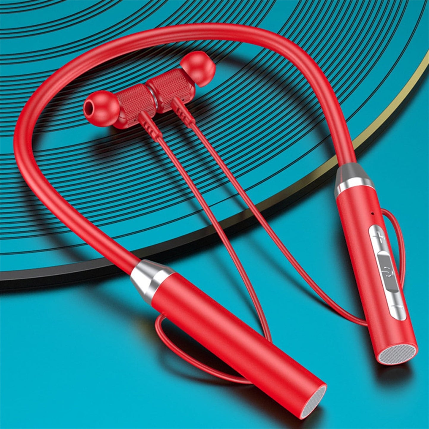 Neckband Bluetooth Headphones Wireless Earbuds with Microphone Flashlight Around the Neck Waterproof Sport Headset Noise Cancelling Ear Buds 120H Playtime for Running Cycling Cell Phone Red