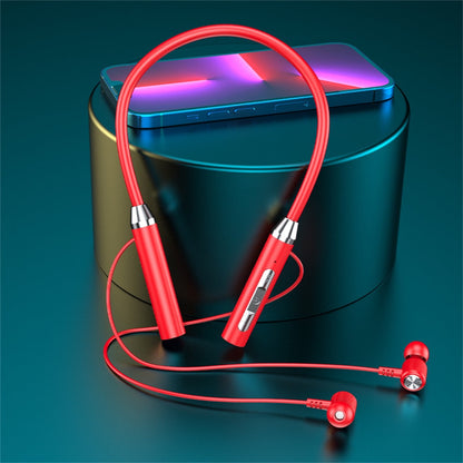Neckband Bluetooth Headphones Wireless Earbuds with Microphone Flashlight Around the Neck Waterproof Sport Headset Noise Cancelling Ear Buds 120H Playtime for Running Cycling Cell Phone Red