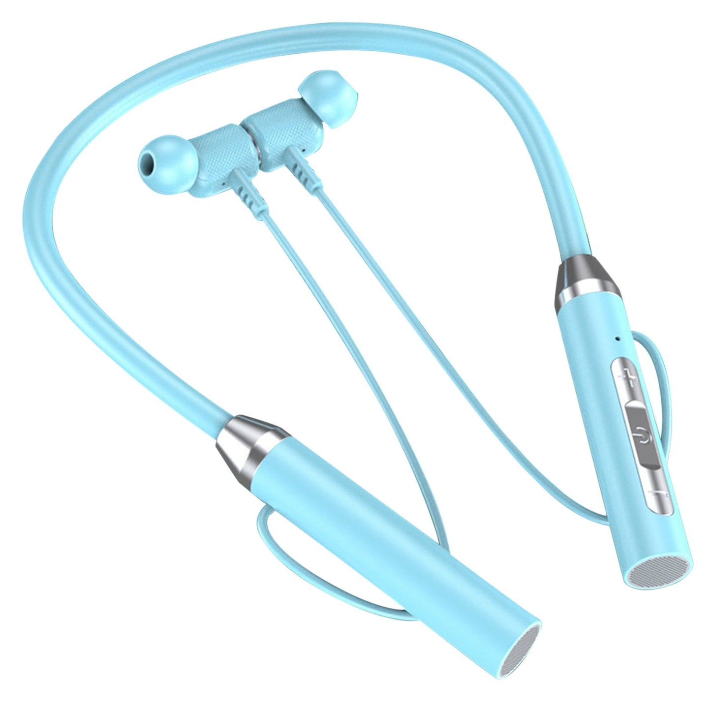 Neckband Bluetooth Headphones Wireless Earbuds with Microphone Flashlight Around the Neck Waterproof Sport Headset Noise Cancelling Ear Buds 120H Playtime for Running Cycling Cell Phone Sky Blue