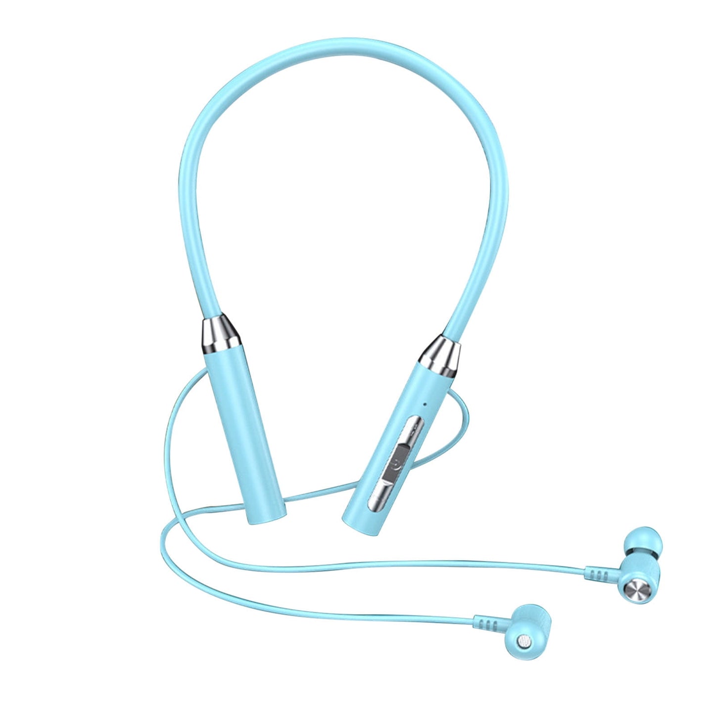 Neckband Bluetooth Headphones Wireless Earbuds with Microphone Flashlight Around the Neck Waterproof Sport Headset Noise Cancelling Ear Buds 120H Playtime for Running Cycling Cell Phone Sky Blue