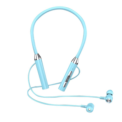 Neckband Bluetooth Headphones Wireless Earbuds with Microphone Flashlight Around the Neck Waterproof Sport Headset Noise Cancelling Ear Buds 120H Playtime for Running Cycling Cell Phone Sky Blue
