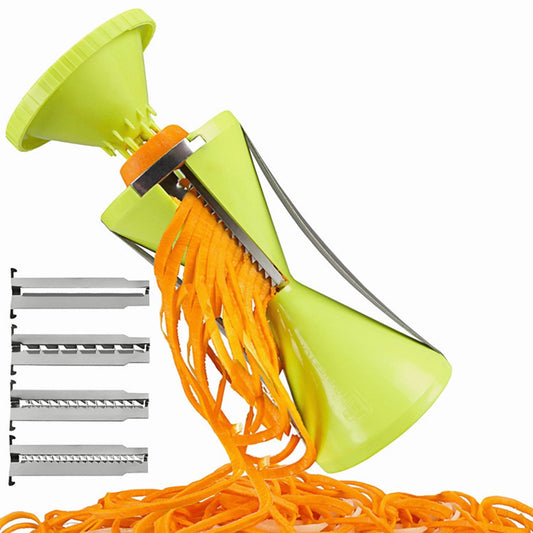 Spiralizer, Stainless Steel Vegetable Cutter for Large or Small Veggie Spaghetti Zucchini Carrot Pasta Noodle Maker Green